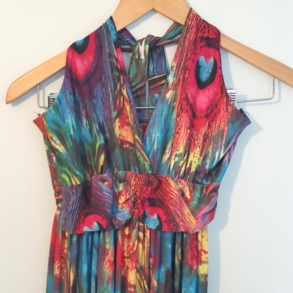 NWOT Summer Halter Peacock 🦚 Dress👗size S/M - Picture 2 of 5